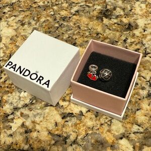 Pandora Silver and Red Heart Charm Set